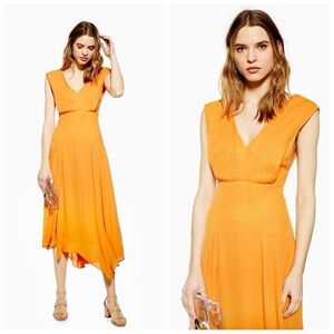Topshop Asymmetrical Orange Dress